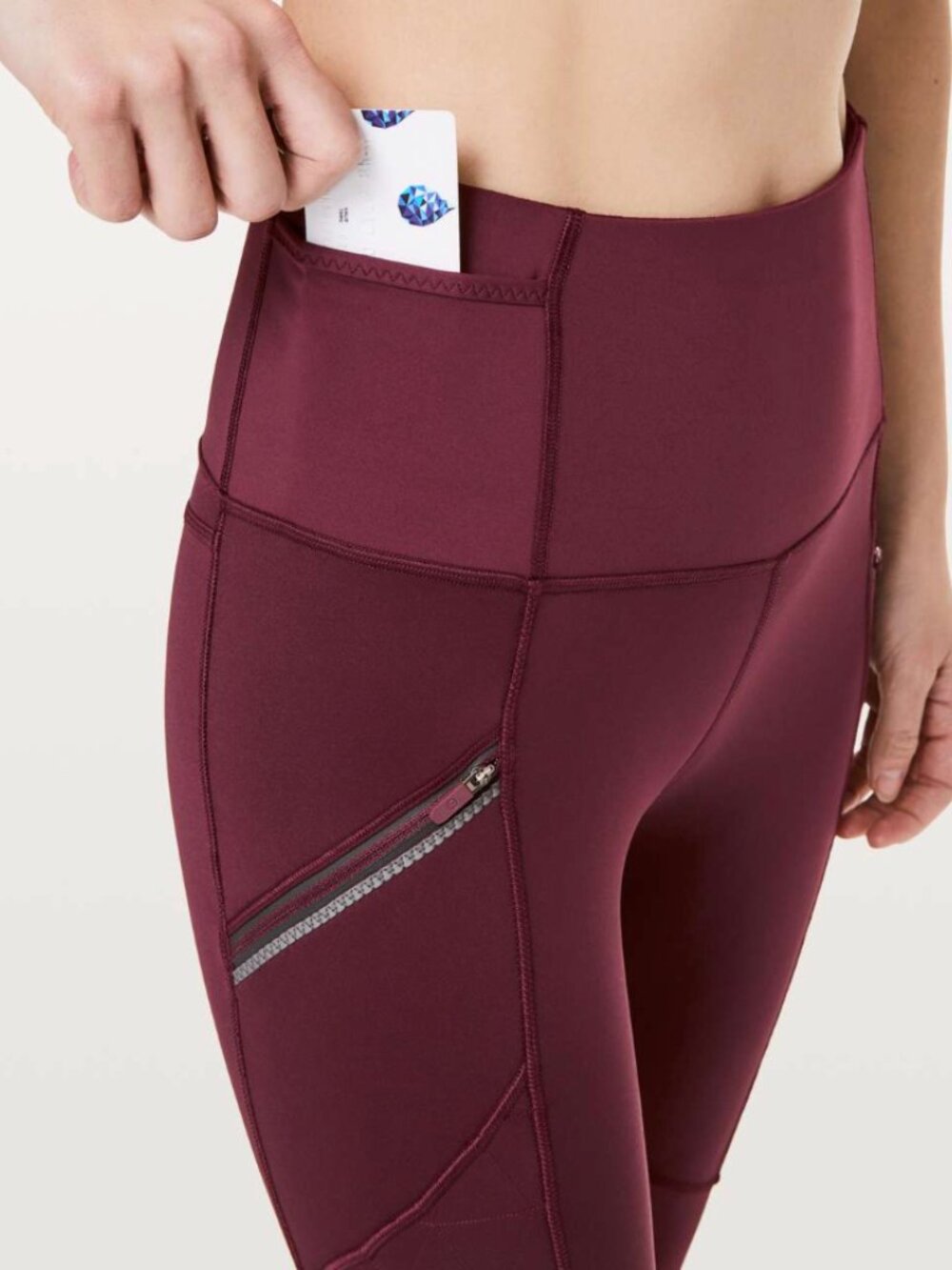lululemon athletica Garnet Red Toasty Tech Leggings women’s size 8 Like New - Picture 3 of 7